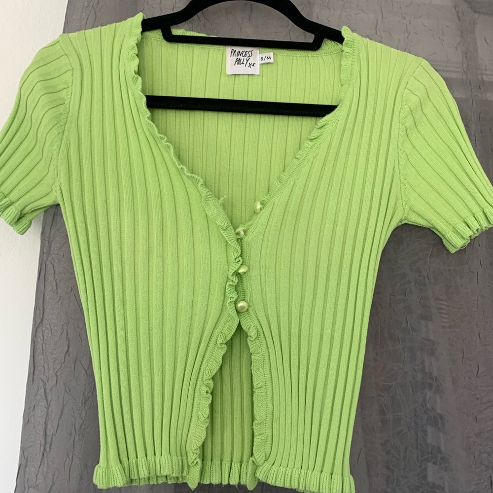princess polly green top with buttons